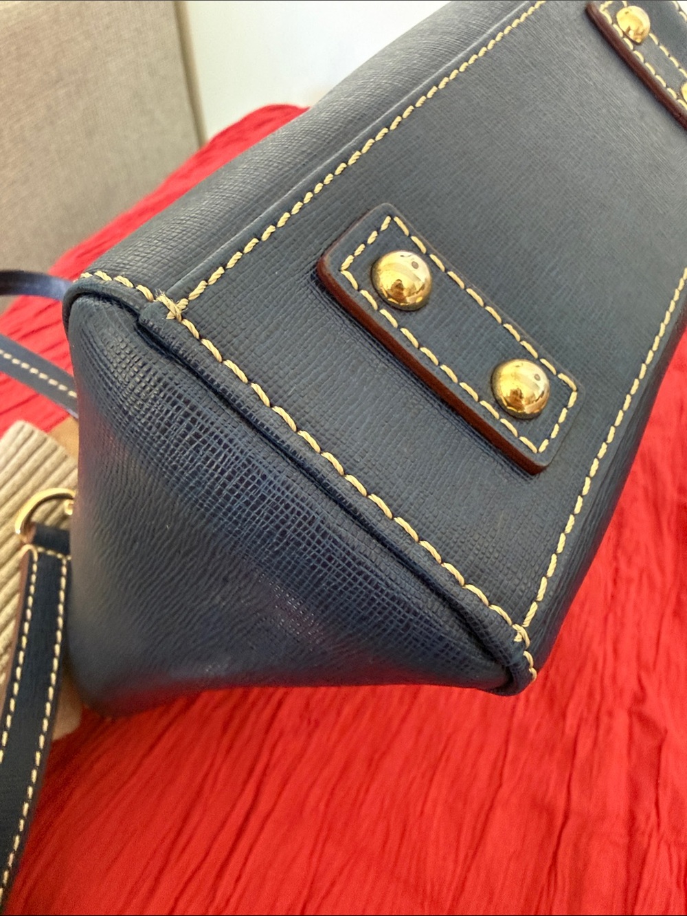 Dooney & Bourke Navy Leather crossbody Bag with Gold Hardware - Picture 10 of 12